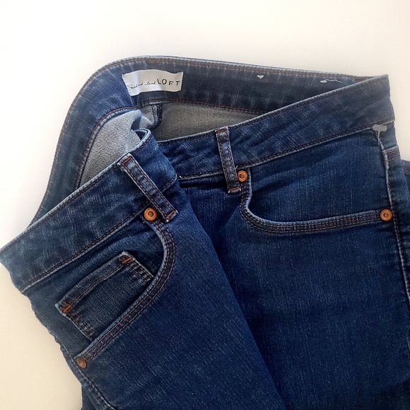 LOFT Curvy Soft Skinny Cropped Blue Jeans Pockets Festival Weekend Travel Comfy - Picture 5 of 7